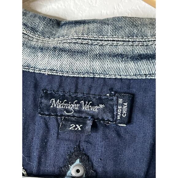 Midnight Velvet Embellished Aztec Cowgirl Core Denim Jacket Sz XXL Southwestern - Picture 3 of 7